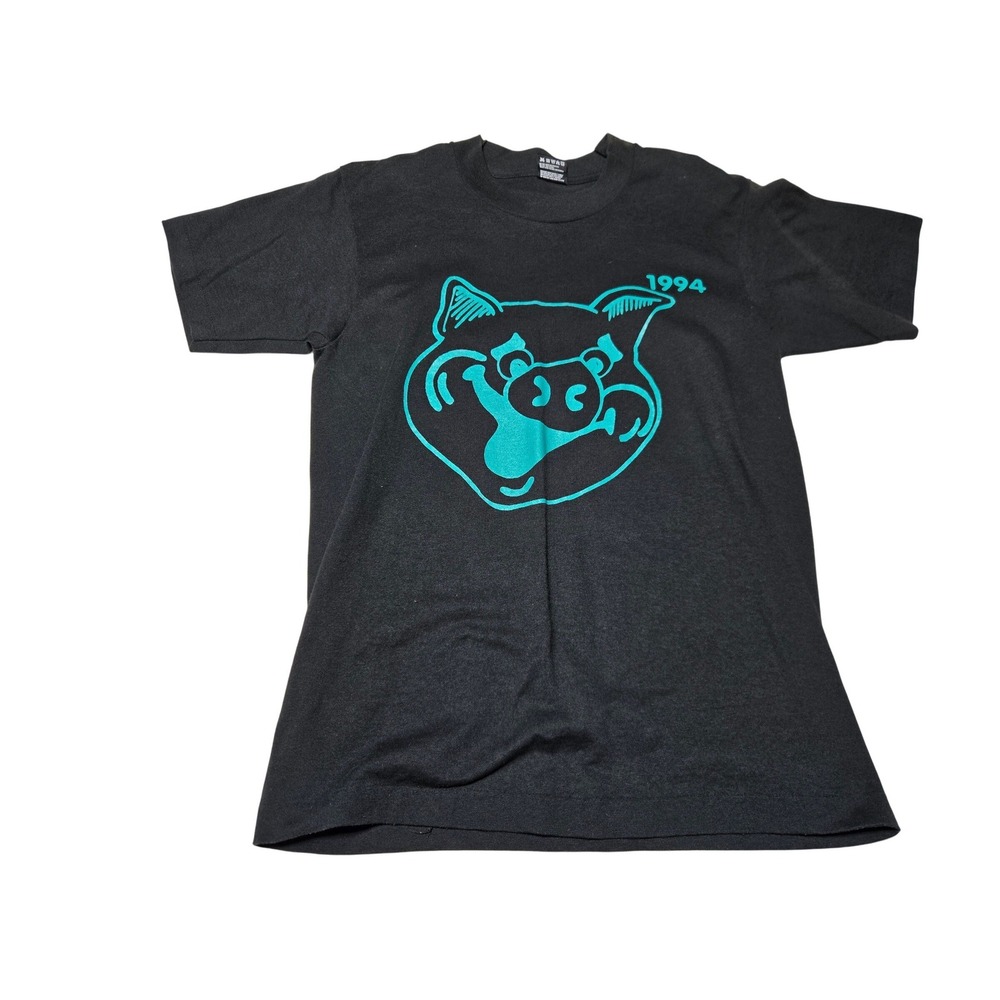 Vintage‎ 1994 Pig Graphic Tee Black FOTL Best Men's M Back Hit 90s Turquoise